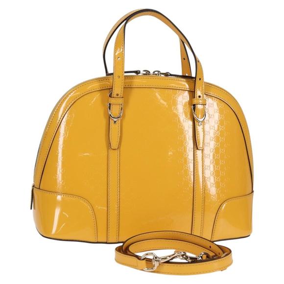GUCCI Micro GG Supreme Hand Bag Enamel Yellow Gold 309617 Auth BA2346V - Picture 1 of 16